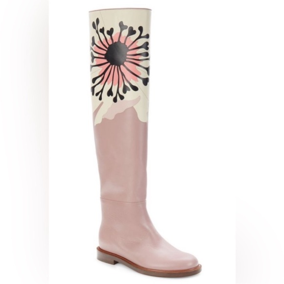 Valentino Garavani Flower Graphic Leather Riding Boots 39 - Picture 4 of 11